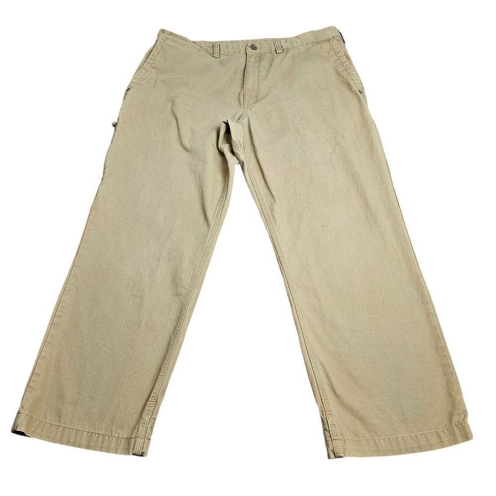 Duluth Trading Co Mens Sz 42 Ballroom Khaki Pants Cotton Twill Workwear Tan